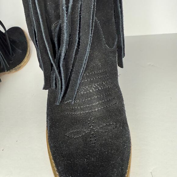 VERY VOLATILE Size 8 Fringe Cowboy Boots Black Suede Western Boho Country Chic - Picture 9 of 11
